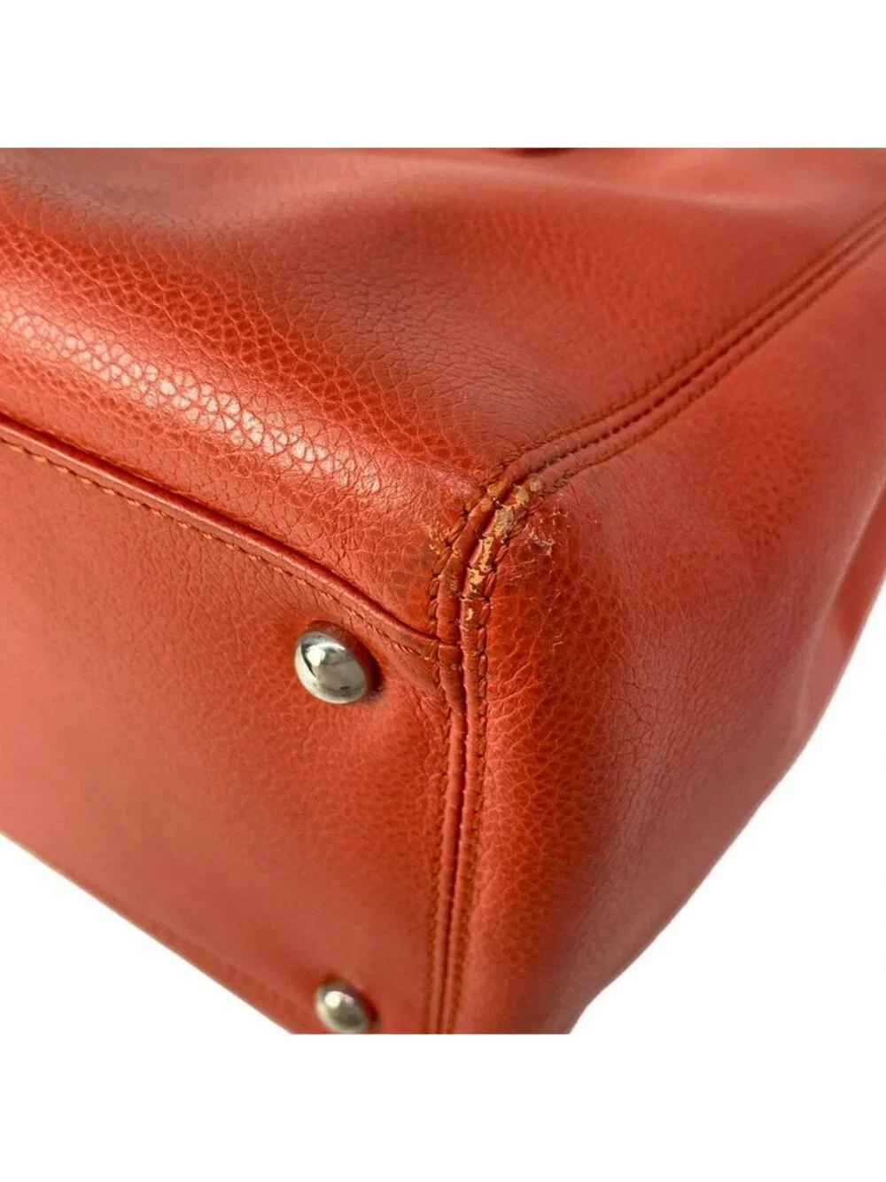 Chanel Tote Executive Line Orange Silver Leather